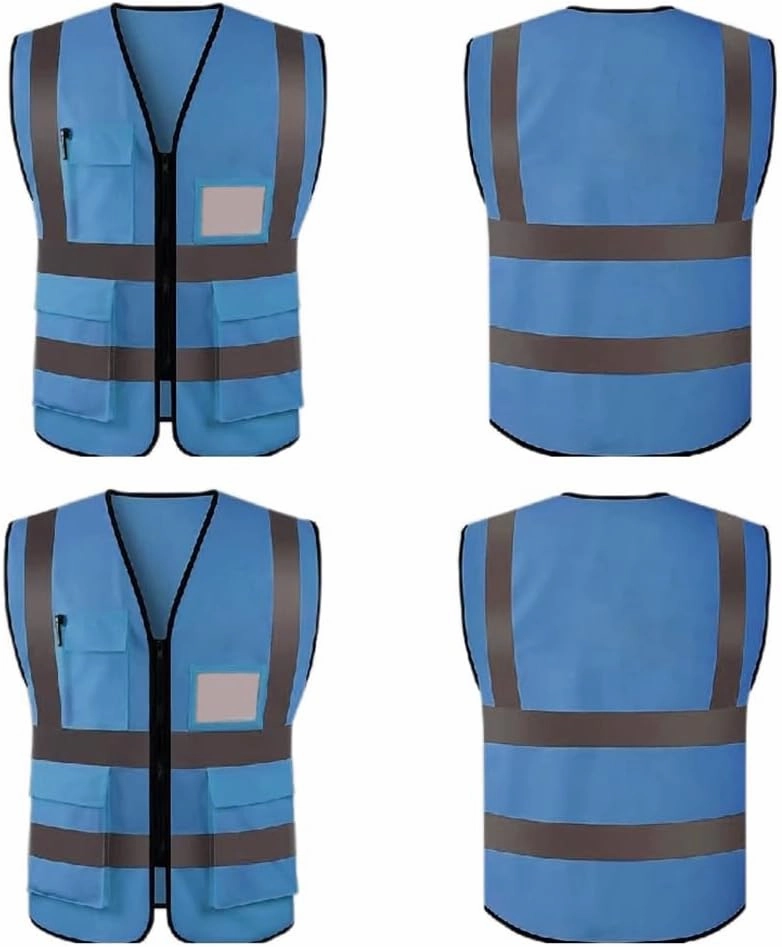 Safety Reflective Vest for Men with Pockets,High Visibility Mesh Safety Waistcoat for Worker Police Traffic,Outdoor Running Night Walking Safety Gear for Unisex Adult-2pcs