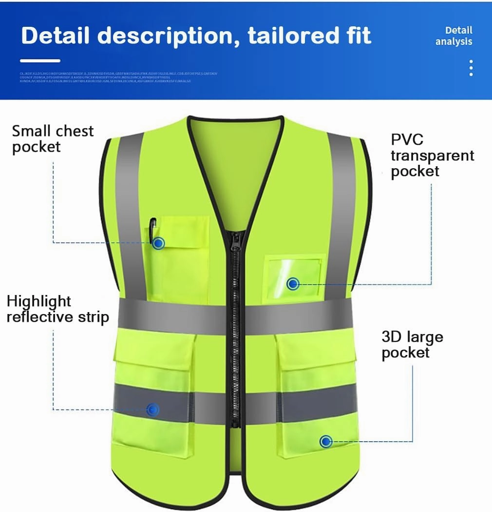 Safety Reflective Vest for Men with Pockets,High Visibility Mesh Safety Waistcoat for Worker Police Traffic,Outdoor Running Night Walking Safety Gear for Unisex Adult-2pcs