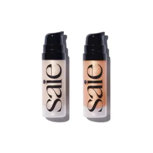 Saie Glowy Super Gel Mini Duo - Includes Starglow   Sunglow Lightweight Illuminator for Glowing Skin, Wear Alone or Under Makeup - 2 Products, 0.5 Fl Oz Each
