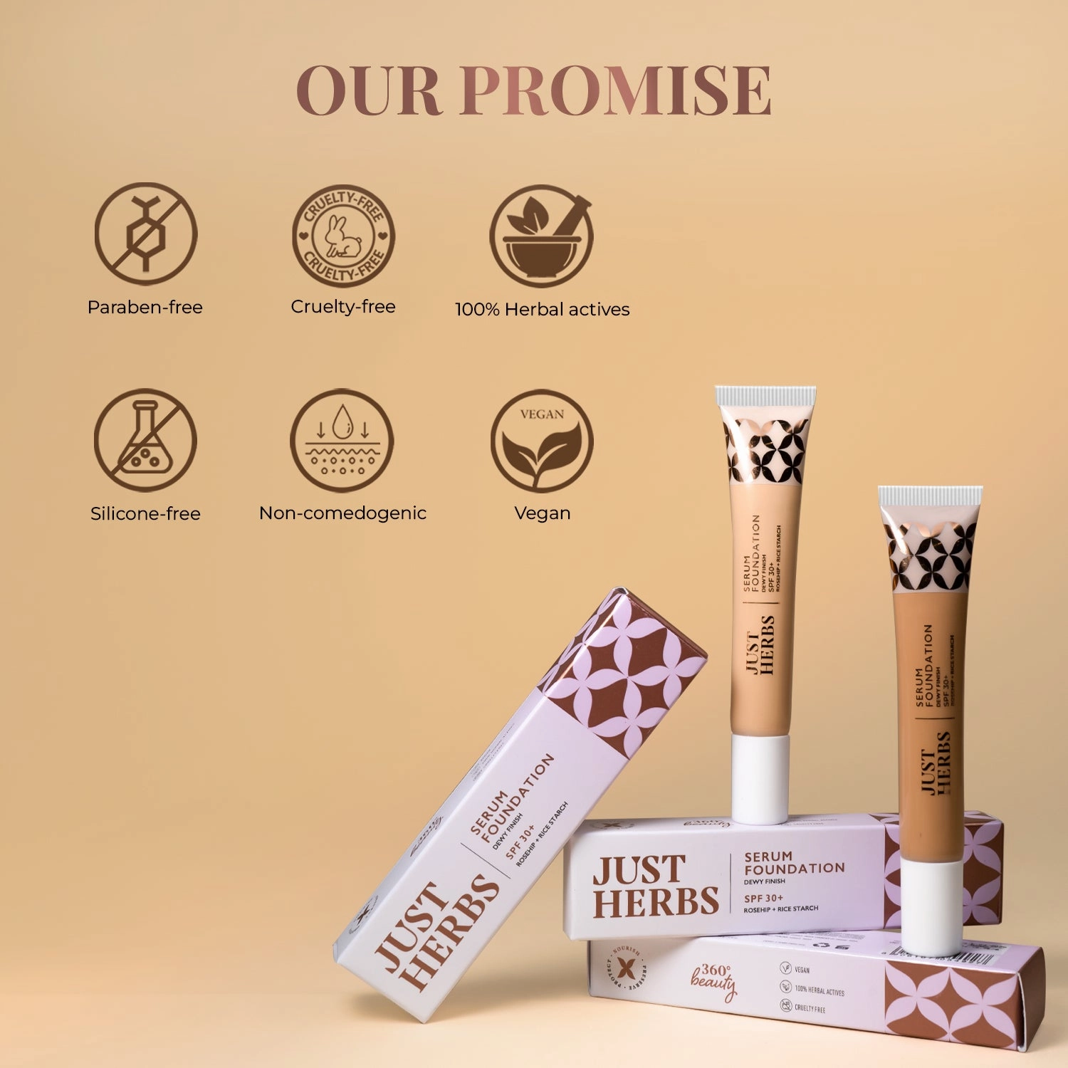 Sand: Serum Foundation Dewy Finish SPF30  Tube with Rosehip & Rice Starch