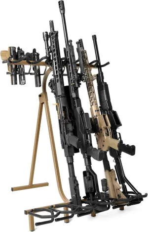 Savior Equipment Mobile Firearm Rack Tactical 6 Rifle Shotgun Free-Standing Gun Display Storage 8 Pistol Rack - Heavy Duty Steel, Foldable Design, Fit Most Firearms Longer Than 31" in Length