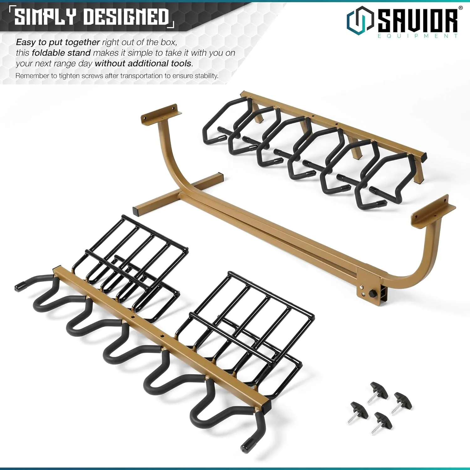 Savior Equipment Mobile Firearm Rack Tactical 6 Rifle Shotgun Free-Standing Gun Display Storage 8 Pistol Rack - Heavy Duty Steel, Foldable Design, Fit Most Firearms Longer Than 31" in Length