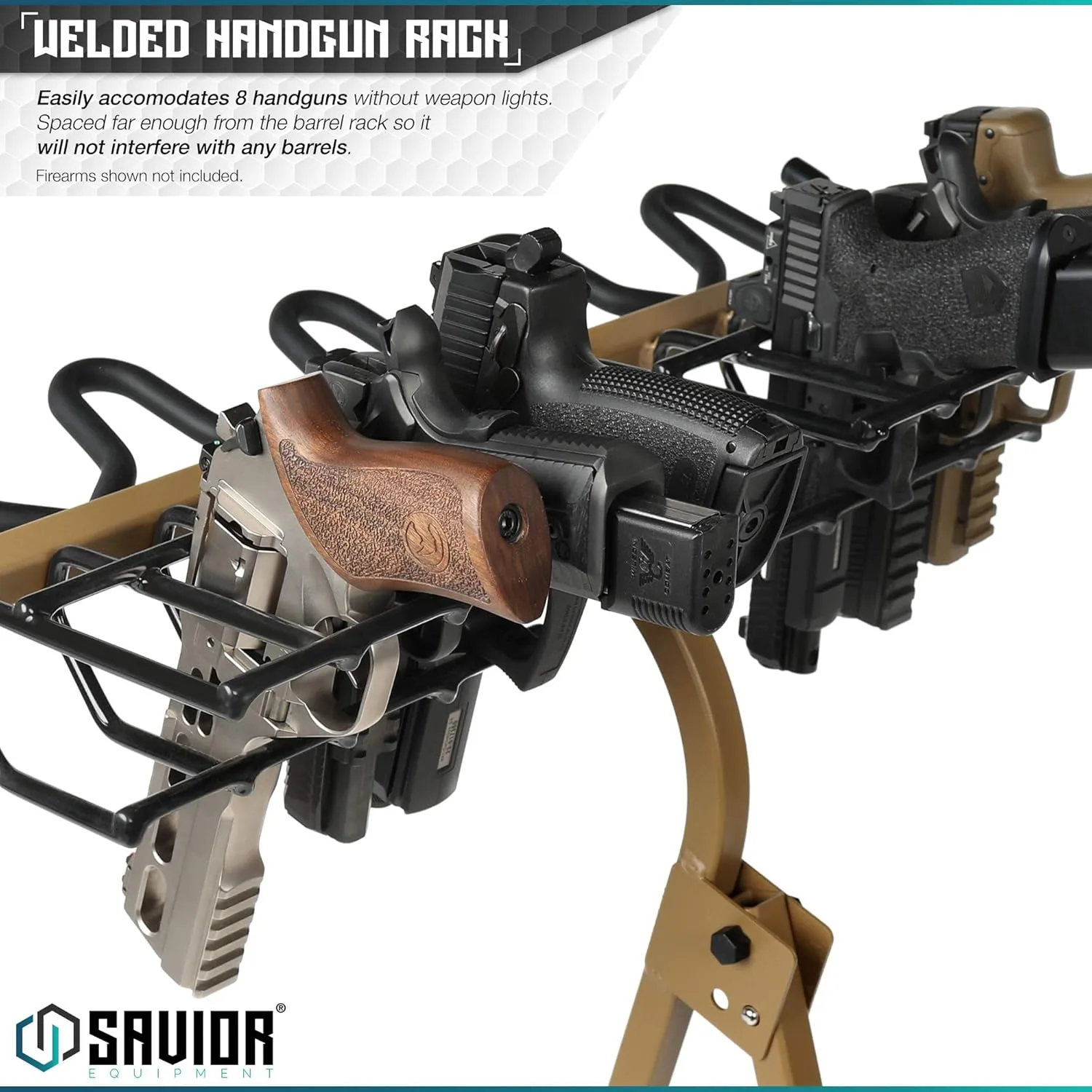 Savior Equipment Mobile Firearm Rack Tactical 6 Rifle Shotgun Free-Standing Gun Display Storage 8 Pistol Rack - Heavy Duty Steel, Foldable Design, Fit Most Firearms Longer Than 31" in Length