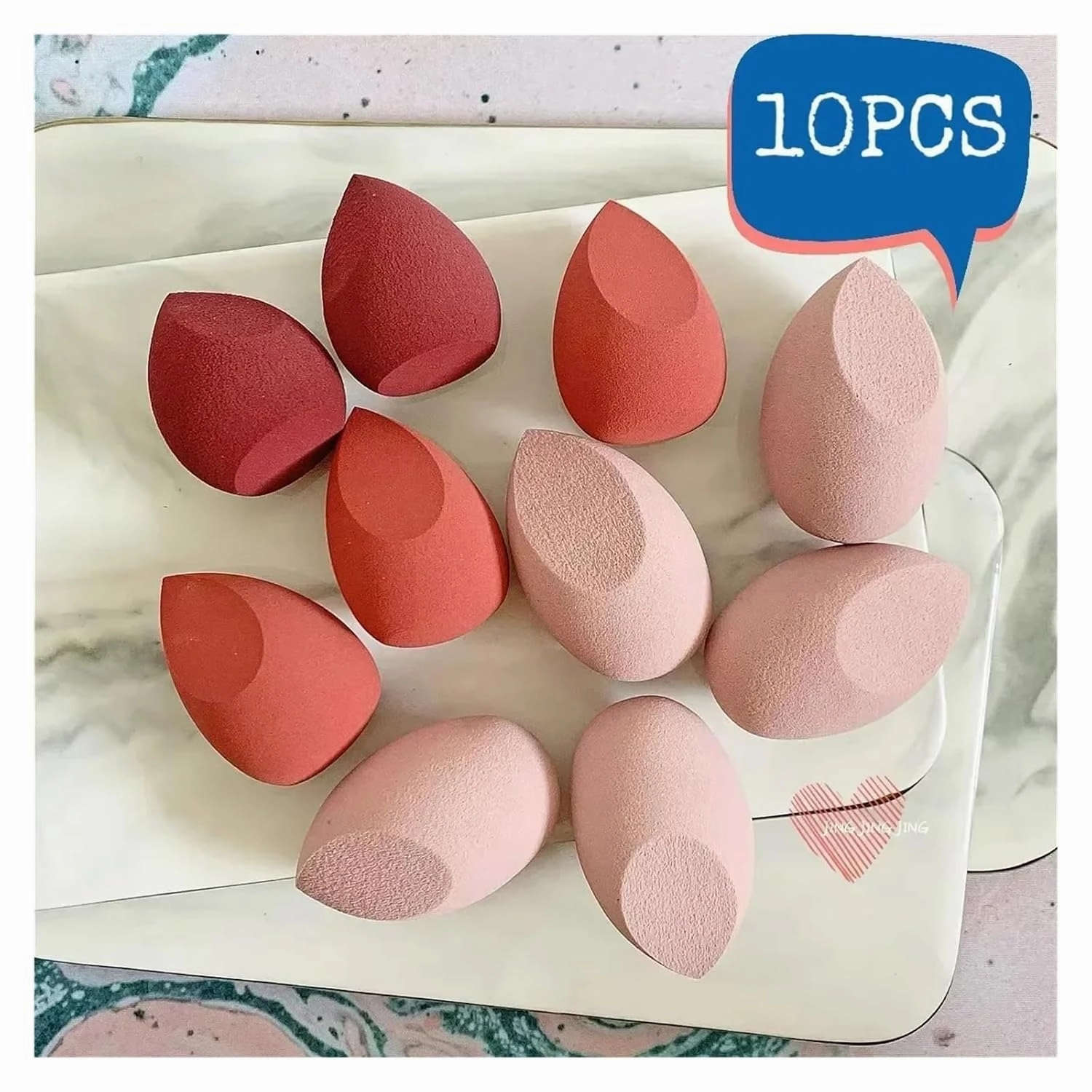SBTRKT 10 PCS Cosmetic Puff Set Makeup Sponges Foundation Women Powder Puff Makeup Tools Cheap Make Up Blender (Color : Purple and DarkGreen)