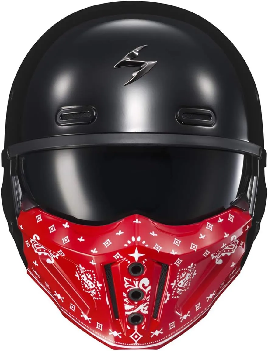 ScorpionEXO Covert X Optional Replacement DOT Approved Chin Cover for Covert X Helmets Mask Bandana (Gloss Red)