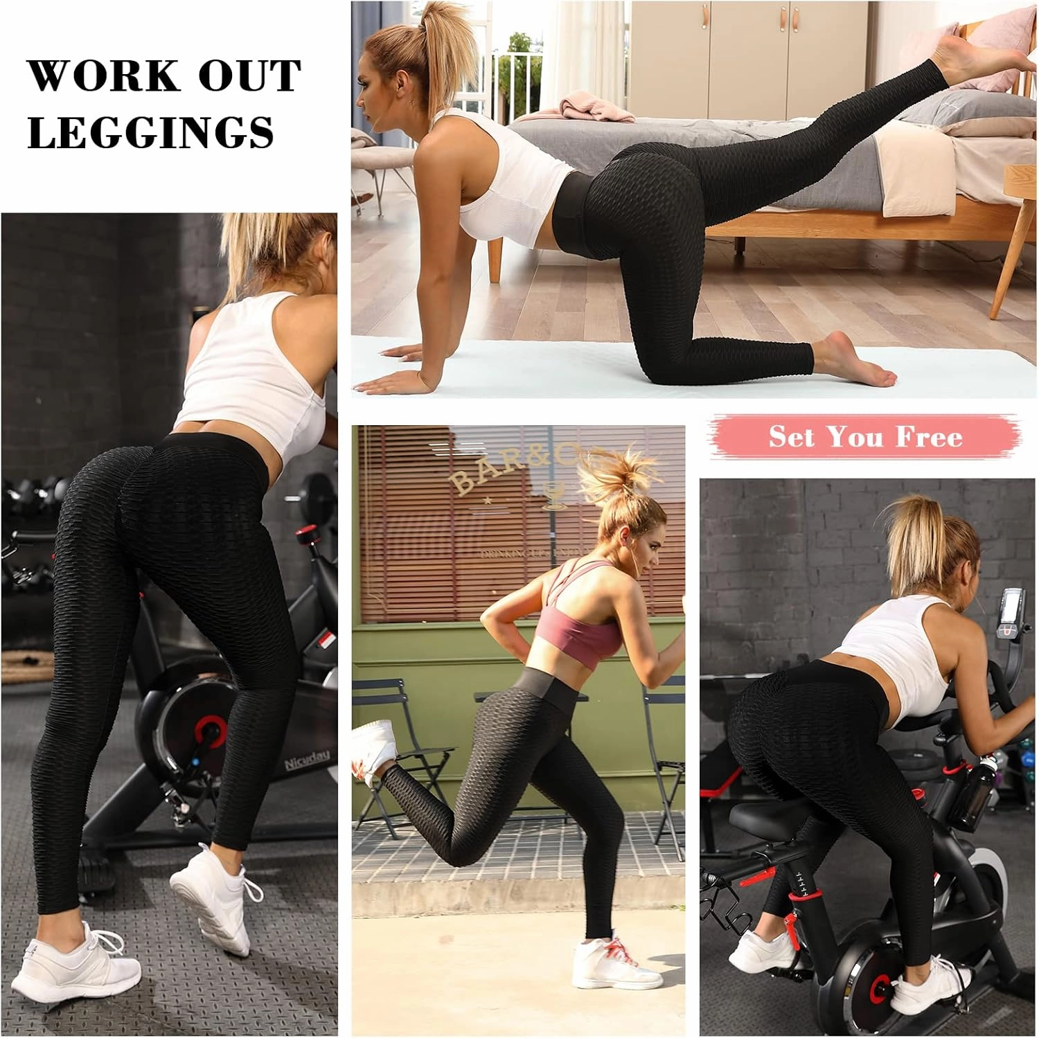 Scrunch Butt Lifting Workout Leggings for Women High Waisted Yoga Pants Tummy Control Gym Booty Textured Tights