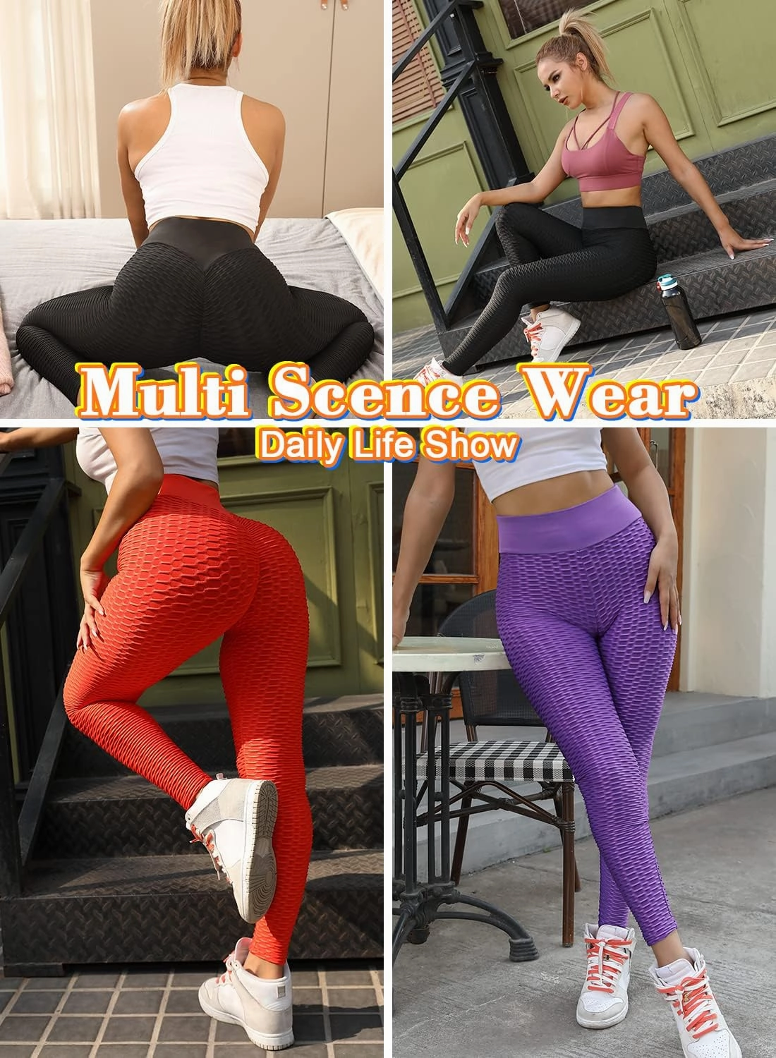 Scrunch Butt Lifting Workout Leggings for Women High Waisted Yoga Pants Tummy Control Gym Booty Textured Tights