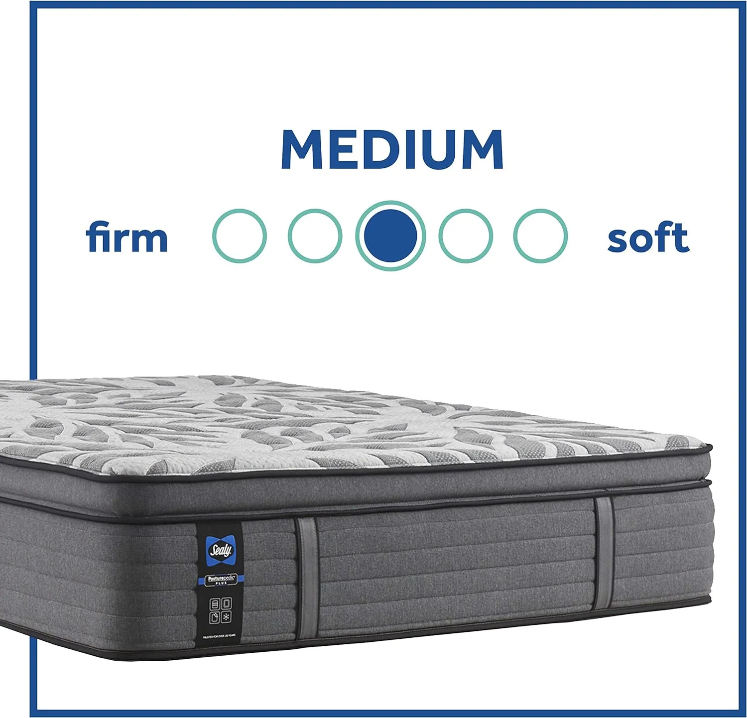 Sealy Posturepedic Plus, Euro Pillow Top 14 Medium Mattress with Surface-Guard and 5-Inch Foundation, Full, Grey