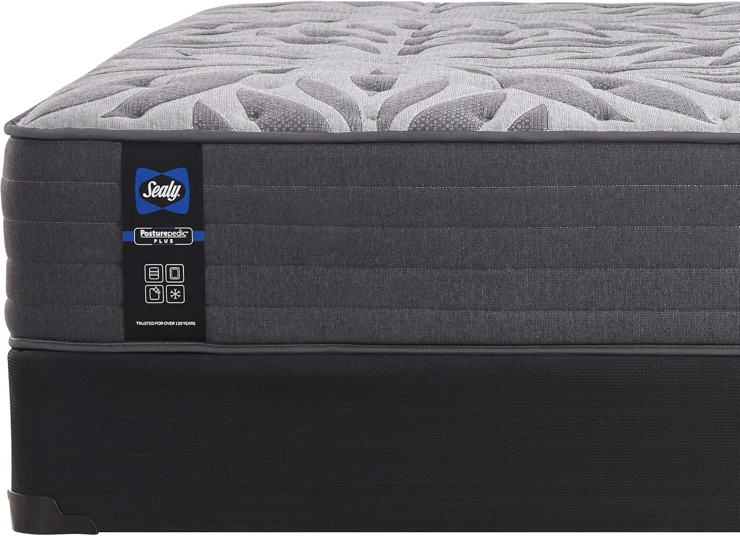 Sealy Posturepedic Plus, Tight Top 13 Medium Mattress with Surface-Guard and 5-Inch Foundation, Queen, Grey