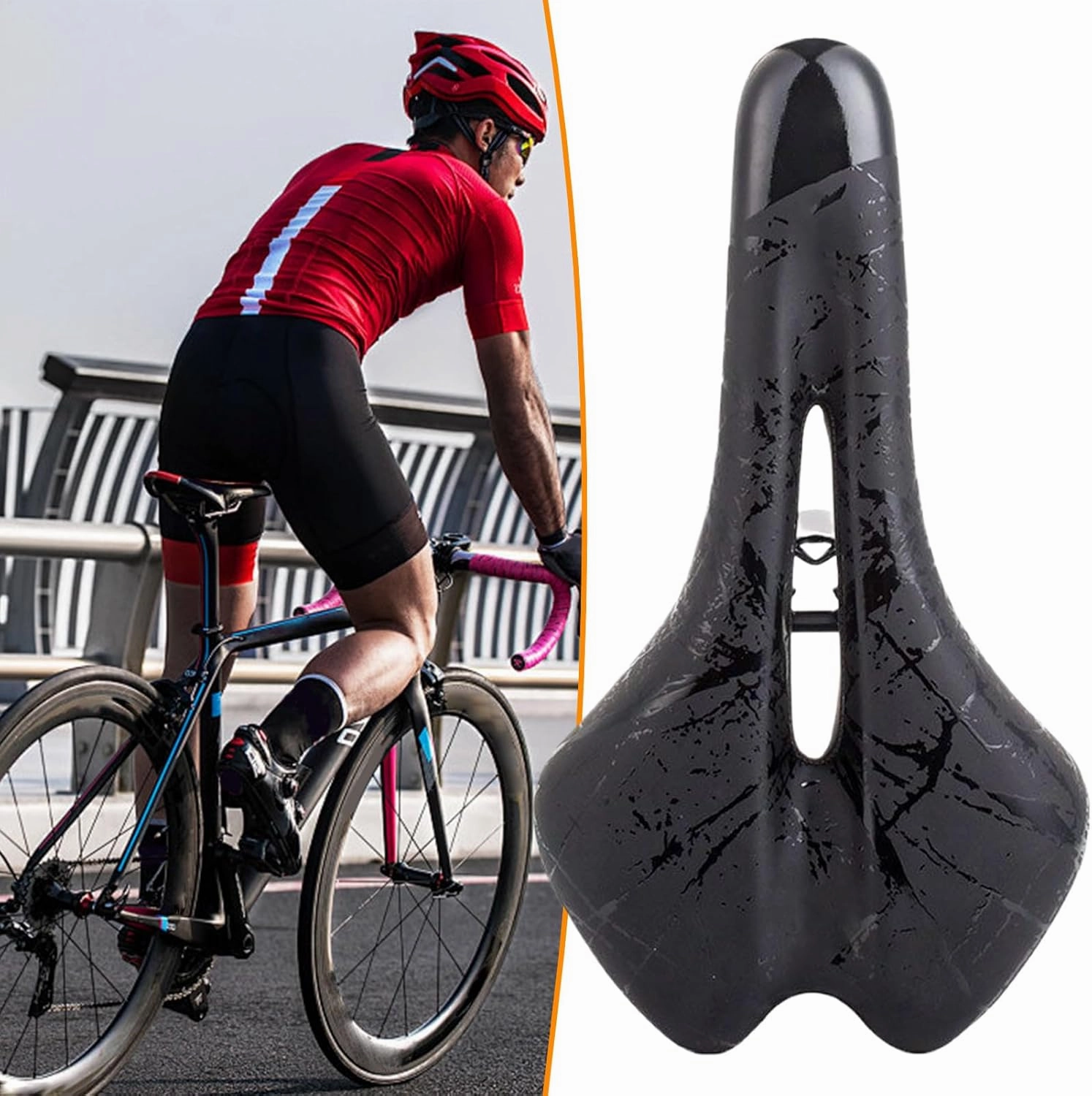 Seat Cushion for Bike | Comfortable Bike Seat | Hollow Structure, Shock Absorbing, Breathable Cycling Accessories for Men and Women, Road, Moutain