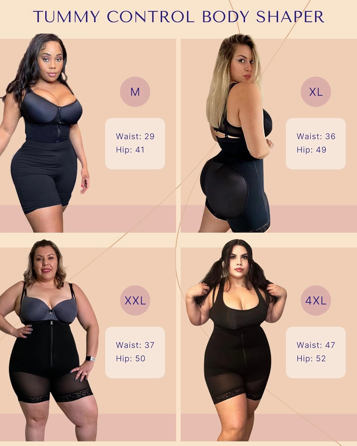 SHAPELLX Fajas Colombianas Shapewear for Women Tummy Control Plus Size Postpartum Body Shaper Butt Lifting Bodysuit