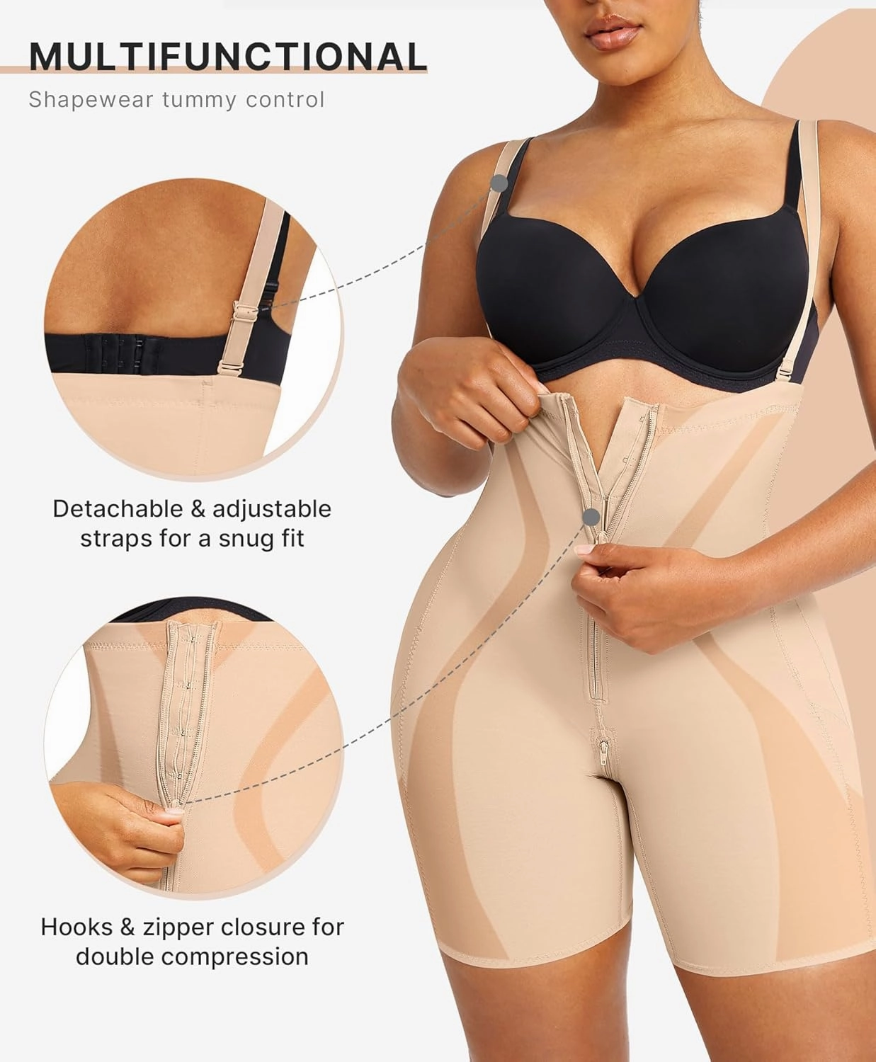 SHAPELLX Shapewear Tummy Control Womens High Waist Body Shaper Shorts Butt Lifting Shapewear Bodysuit Moldeadoras