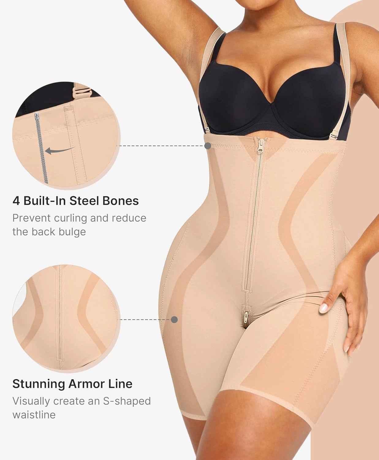 SHAPELLX Shapewear Tummy Control Womens High Waist Body Shaper Shorts Butt Lifting Shapewear Bodysuit Moldeadoras