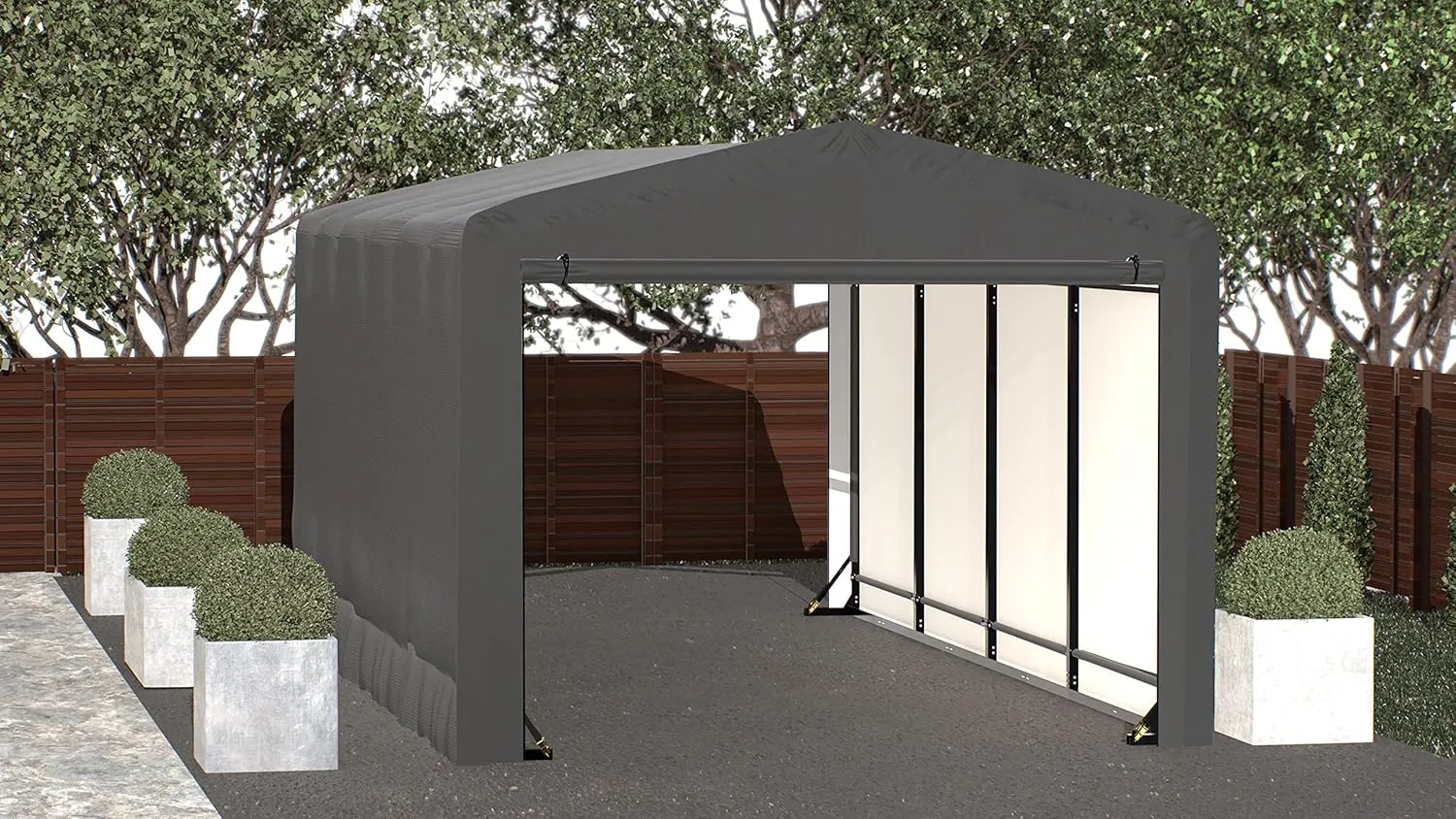 ShelterLogic ShelterTube Garage & Storage Shelter, 10' x 18' x 8' Heavy-Duty Steel Frame Wind and Snow-Load Rated Enclosure, Gray