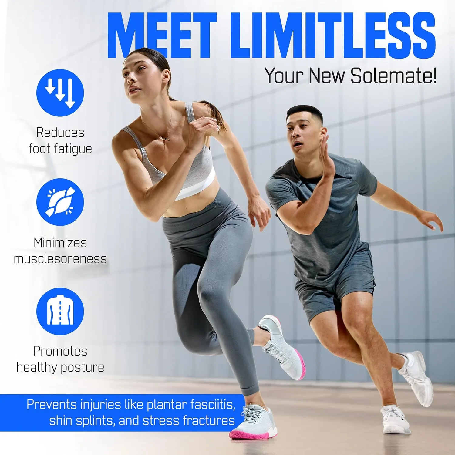 Shoe Inserts for Sports, Running, and Fitness - Men & Women (Extra Large)