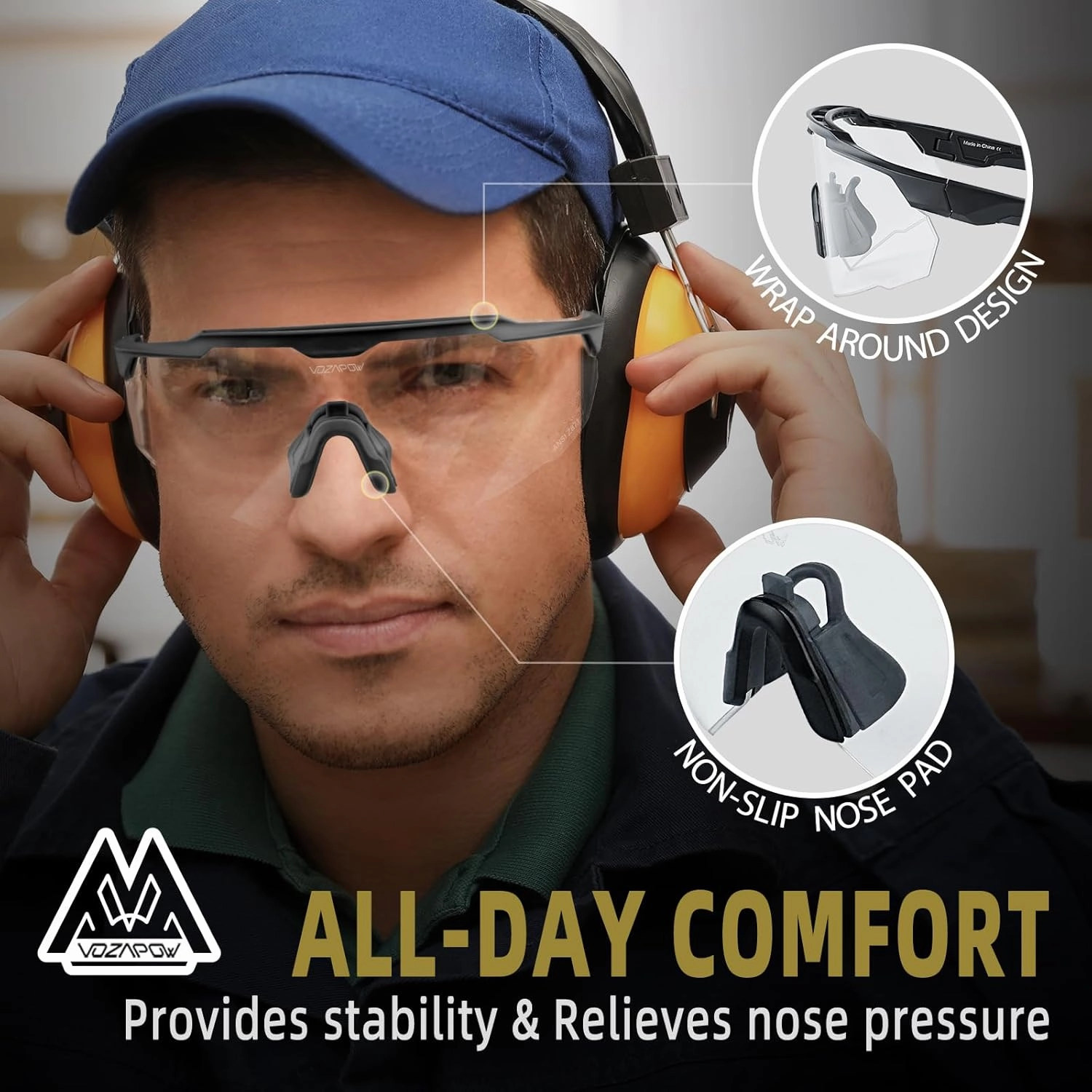 Shooting Glasses Anti Fog with High Definition Lenses, ANSI Z87.1 Certified Tactical Safety Glasses for Men Women