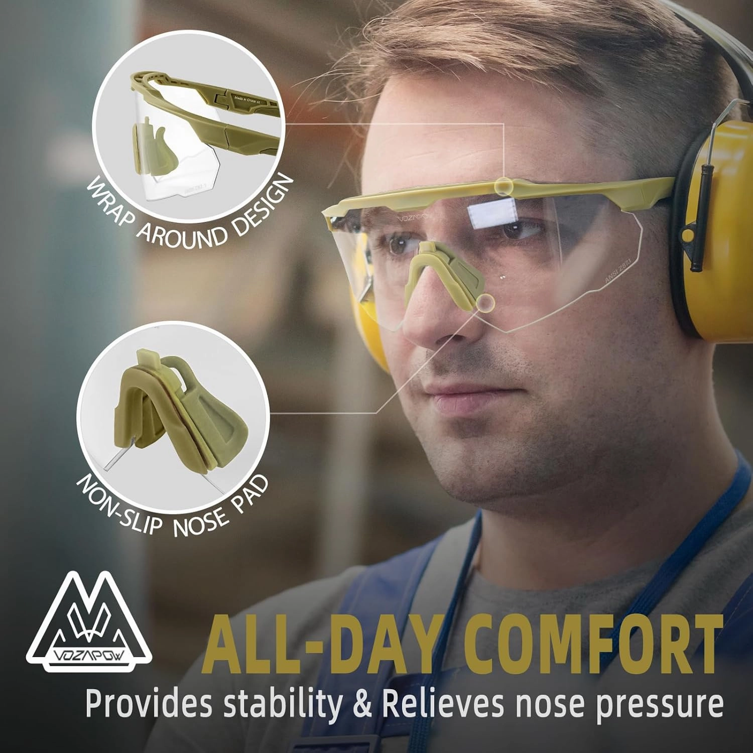 Shooting Glasses Anti Fog with High Definition Lenses, ANSI Z87.1 Certified Tactical Safety Glasses for Men Women