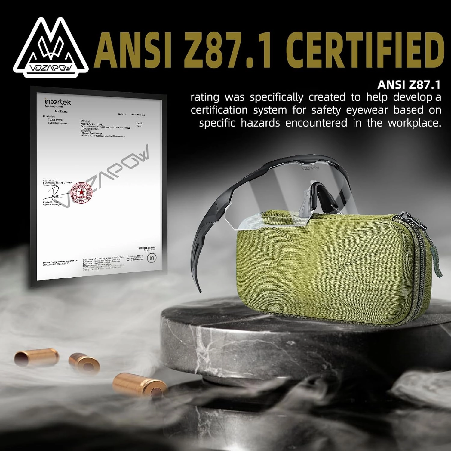 Shooting Glasses Anti Fog with High Definition Lenses, ANSI Z87.1 Certified Tactical Safety Glasses for Men Women