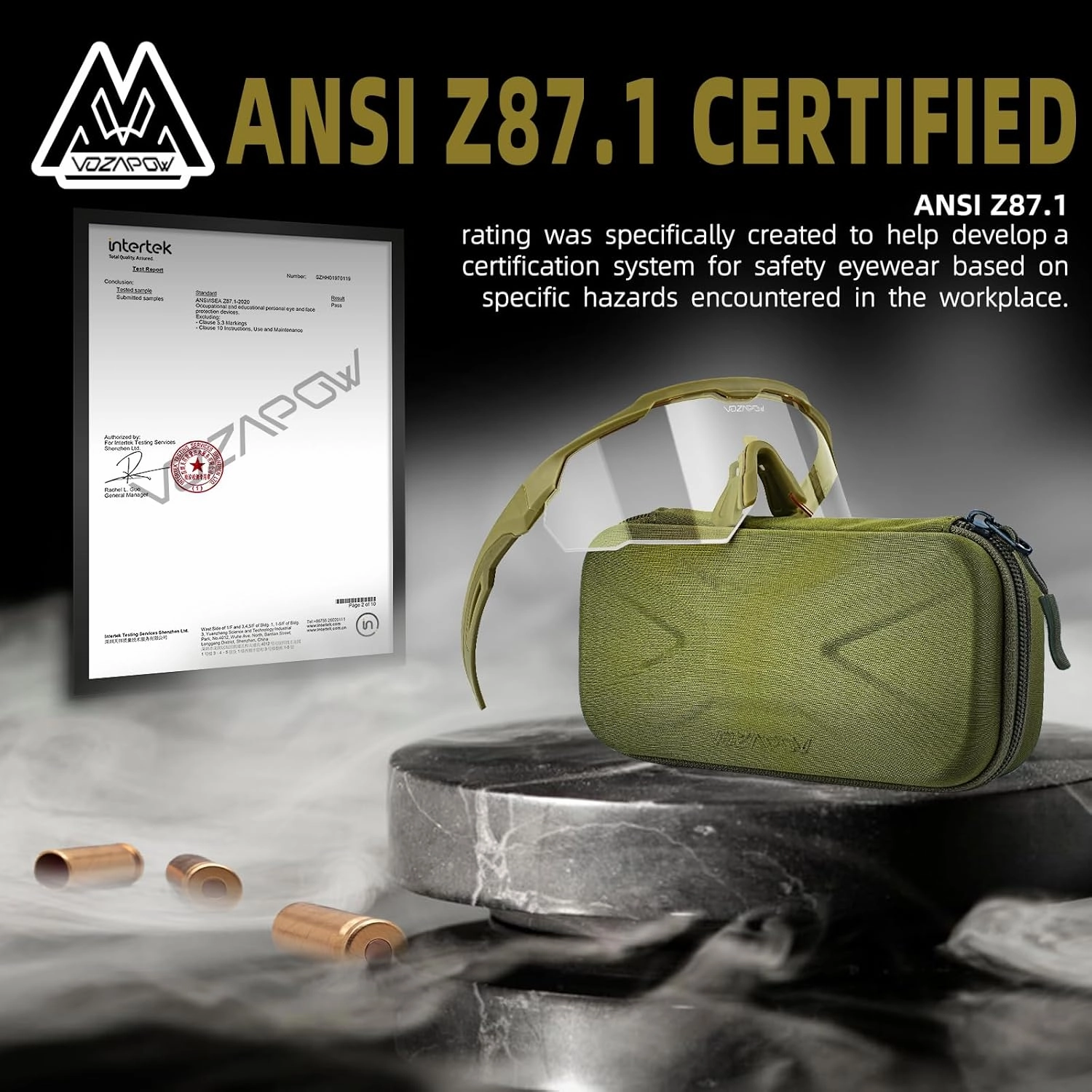 Shooting Glasses Anti Fog with High Definition Lenses, ANSI Z87.1 Certified Tactical Safety Glasses for Men Women