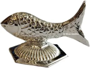 shree jewellers SJ Pure Silver Fish (Machli) Idol/Statue for Pooja/Temple Spiritual Workship, Wealth & Luck 1 pcs