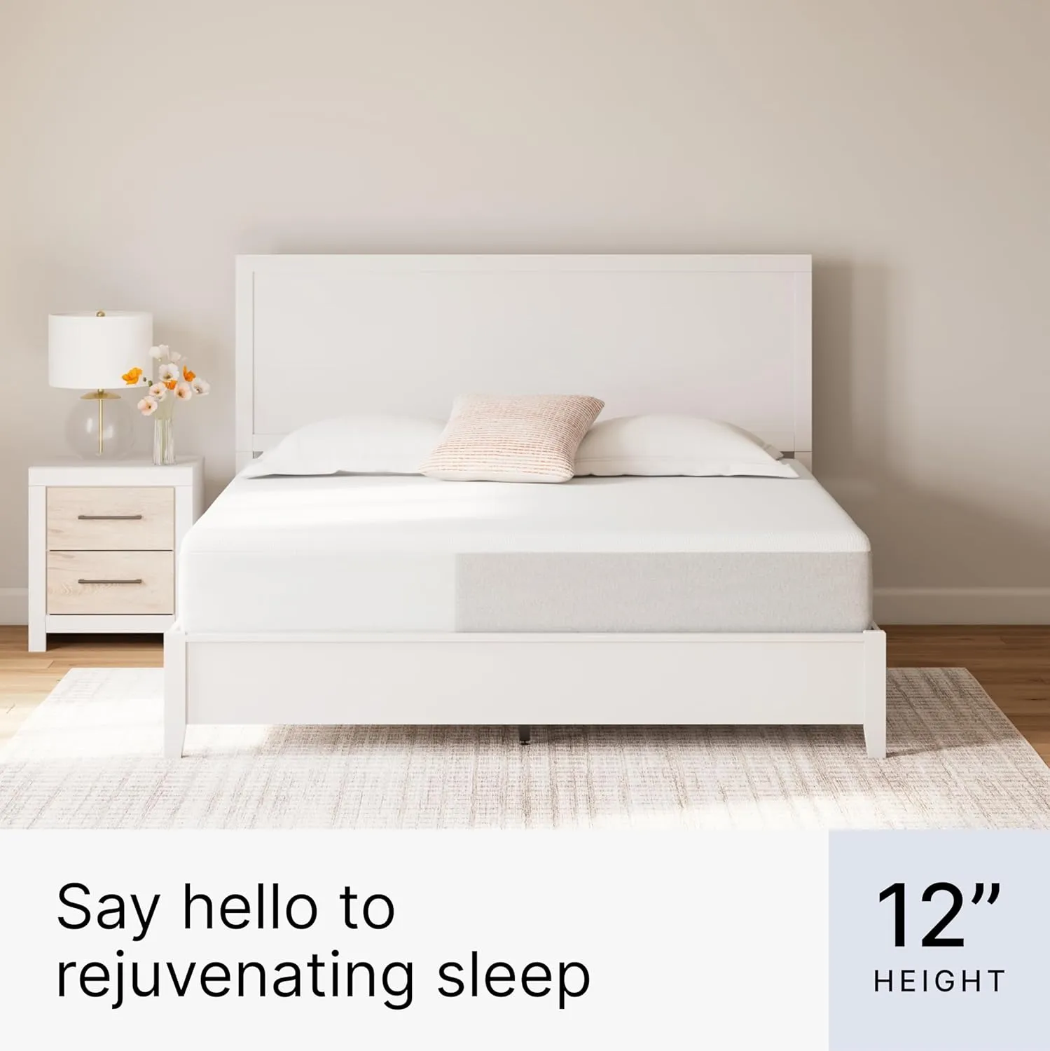 Signature Design by Ashley Queen Size Cool Max 12 Inch Medium Plush Cooling Gel Infused Memory Foam Mattress for Pressure Relief