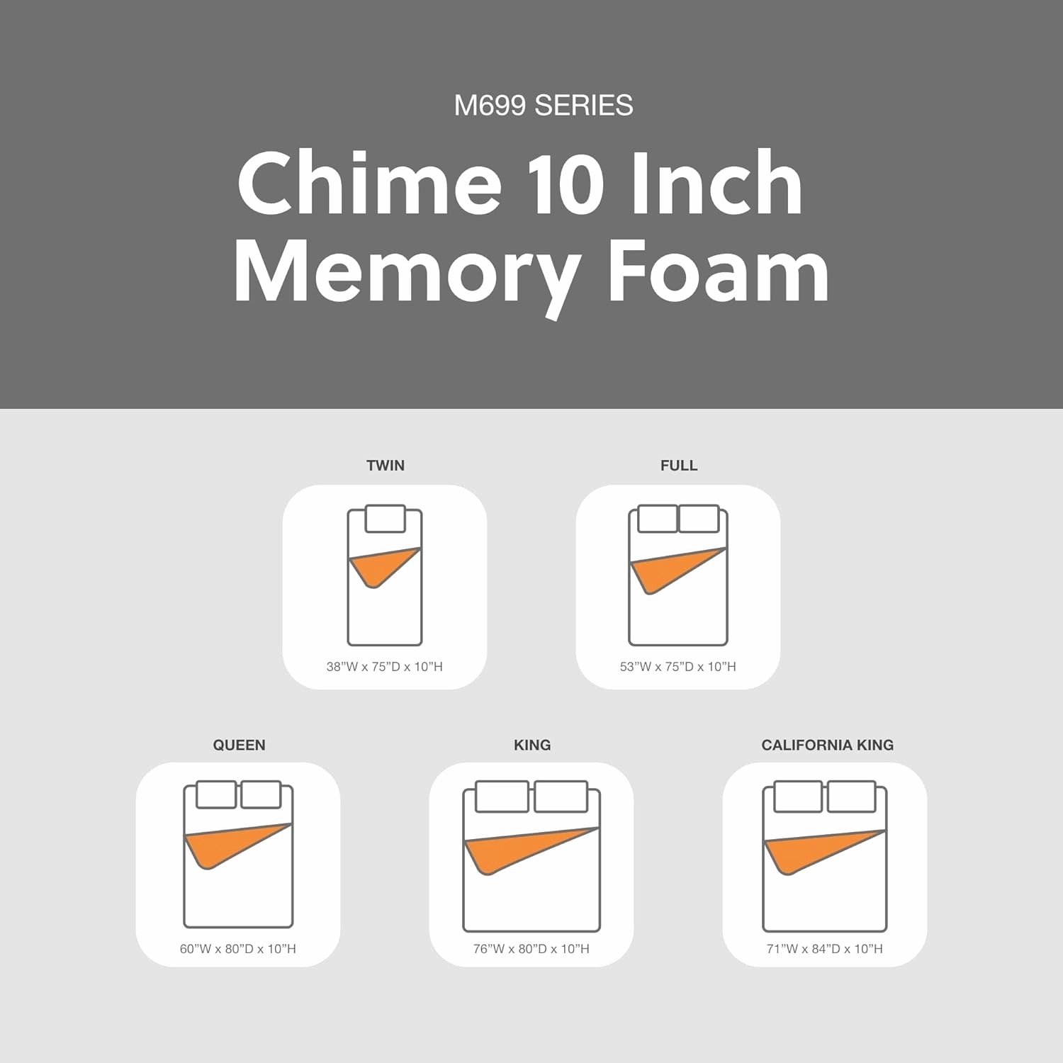 Signature Design by Ashley Queen Size Chime 10 Inch Medium Firm Memory Foam Mattress with Green Tea & Charcoal Gel for Pressure Relief