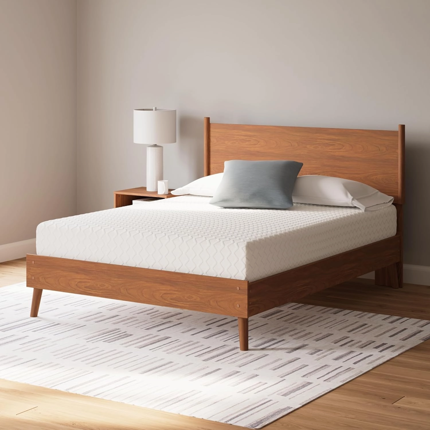 Signature Design by Ashley Queen Size Chime 10 Inch Medium Firm Memory Foam Mattress with Green Tea & Charcoal Gel for Pressure Relief