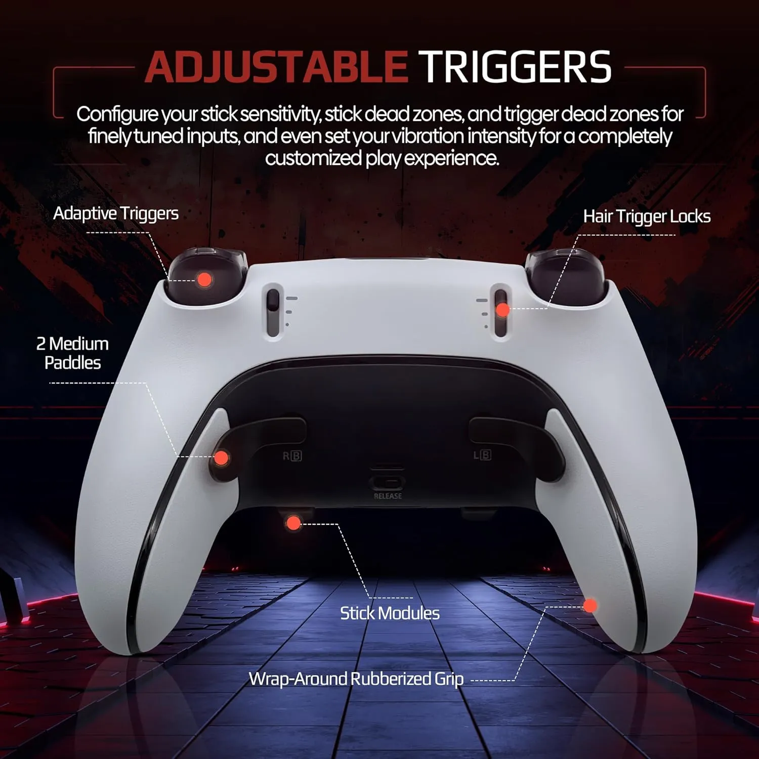 Silent Modz Edge Custom Controllers Compatible with PS5, PC & Mobile Gaming - Unique Design Wireless Gaming Controller with Paddles and Trigger Stops, Handcrafted in USA (Clear Soft Touch)