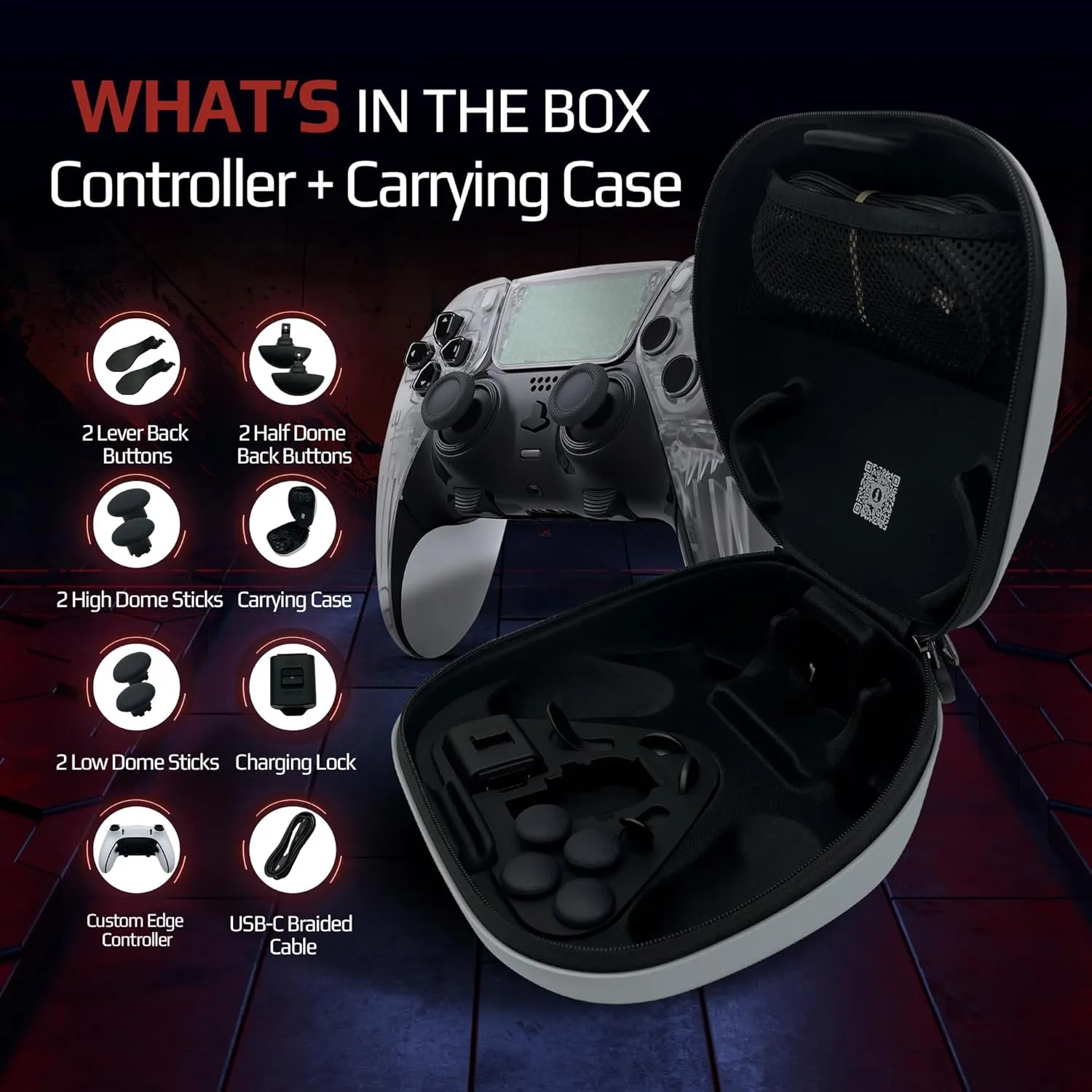 Silent Modz Edge Custom Controllers Compatible with PS5, PC & Mobile Gaming - Unique Design Wireless Gaming Controller with Paddles and Trigger Stops, Handcrafted in USA (Clear Soft Touch)