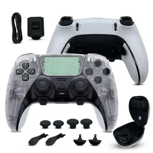 Silent Modz Edge Custom Controllers Compatible with PS5, PC & Mobile Gaming - Unique Design Wireless Gaming Controller with Paddles and Trigger Stops, Handcrafted in USA (Clear Soft Touch)