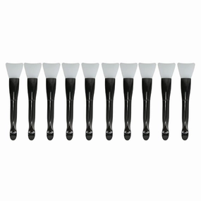 Silicone Makeup Brush Set of 10 | Soft Double Ended Face Cream Applicator Brush for Foundation/Mud/Cosmetic | Washable & Sturdy with Ergonomic Handle
