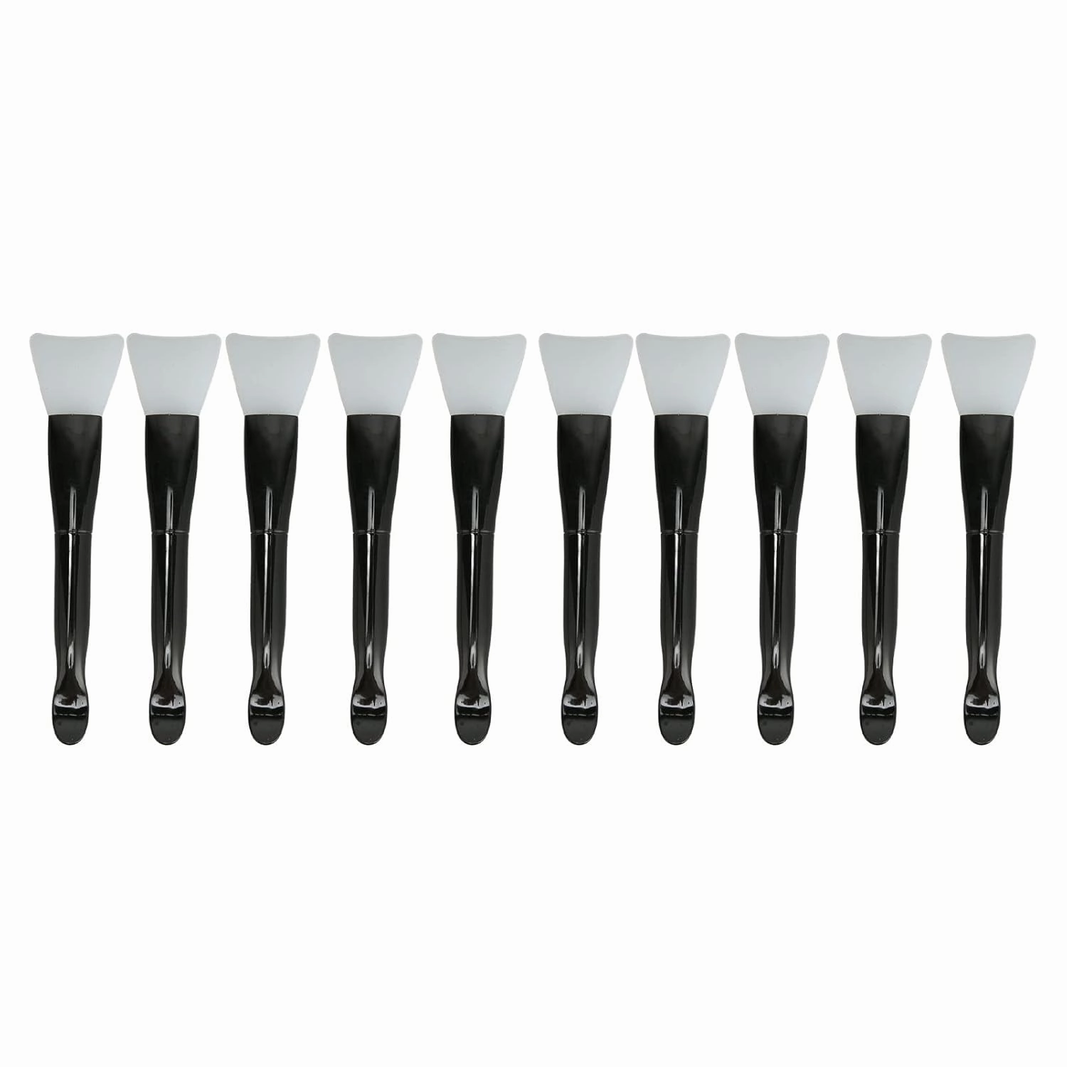 Silicone Makeup Brush Set of 10 | Soft Double Ended Face Cream Applicator Brush for Foundation/Mud/Cosmetic | Washable & Sturdy with Ergonomic Handle