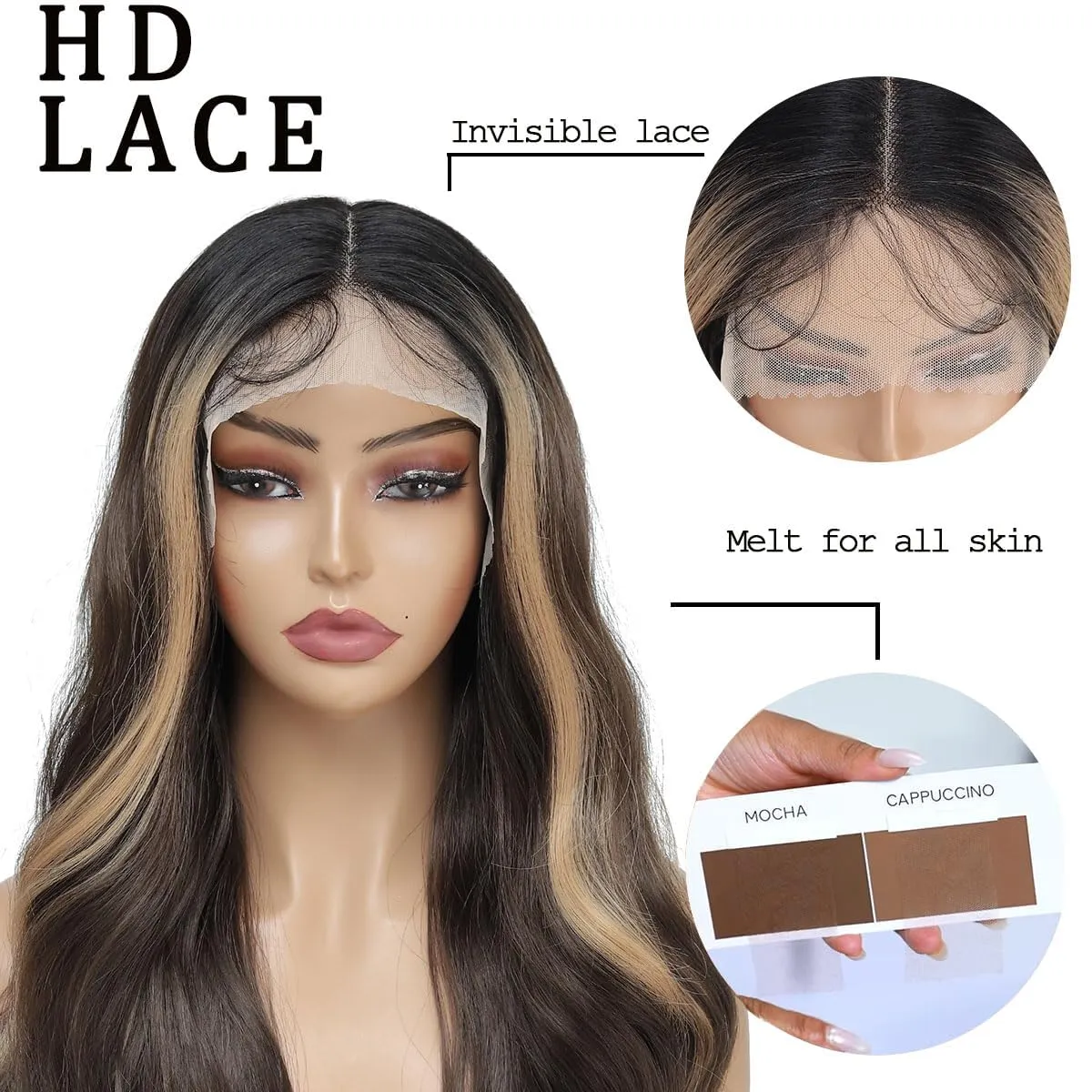 Silk Straight Synthetic Lace Front Wig Pre Plucked Wear And Go Glueless Wig HD Synthetic Lace Front Wigs for Women 180 Density 26 inch Black Natural Looking Hair (HoneyBlonde)