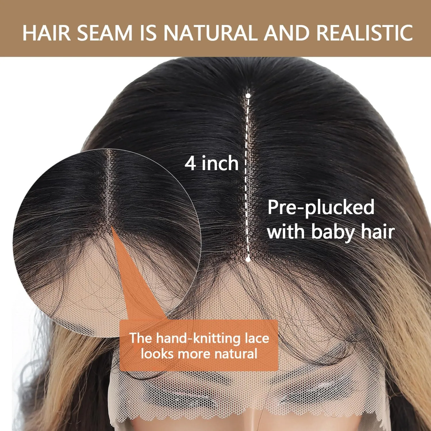 Silk Straight Synthetic Lace Front Wig Pre Plucked Wear And Go Glueless Wig HD Synthetic Lace Front Wigs for Women 180 Density 26 inch Black Natural Looking Hair (HoneyBlonde)