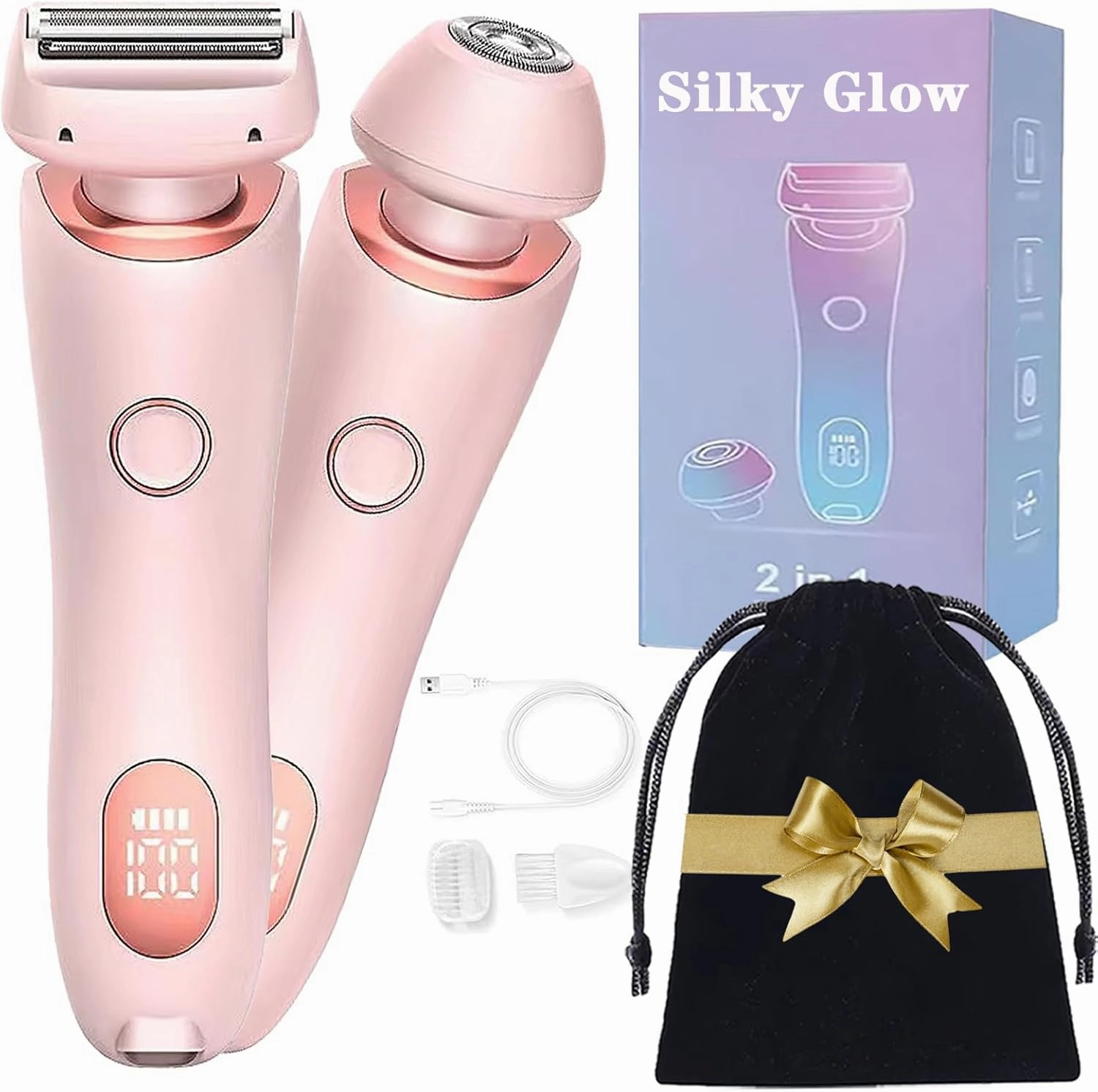 Silky Glow Bikini Trimmer for Women,Dermave Bikini Shaver, Livora Electric Shaver for Women, 2-in-1 Silk Glide Pro Shavers Razors for Woman, Dusk Razor Rechargeable Electric Razors for Womens
