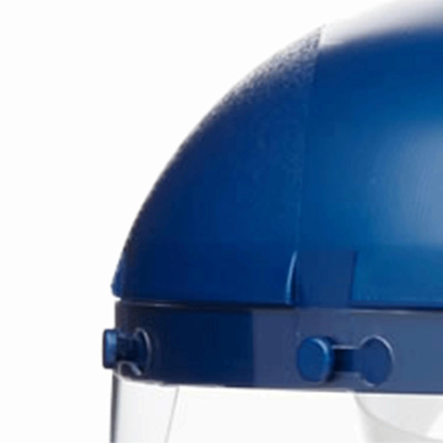 Single Crown Safety Face Shield with Pin-Lock Headgear, Polycarbonate Window, Clear Tint, Sta-Clear Anti-Fog Coating, Blue Crown