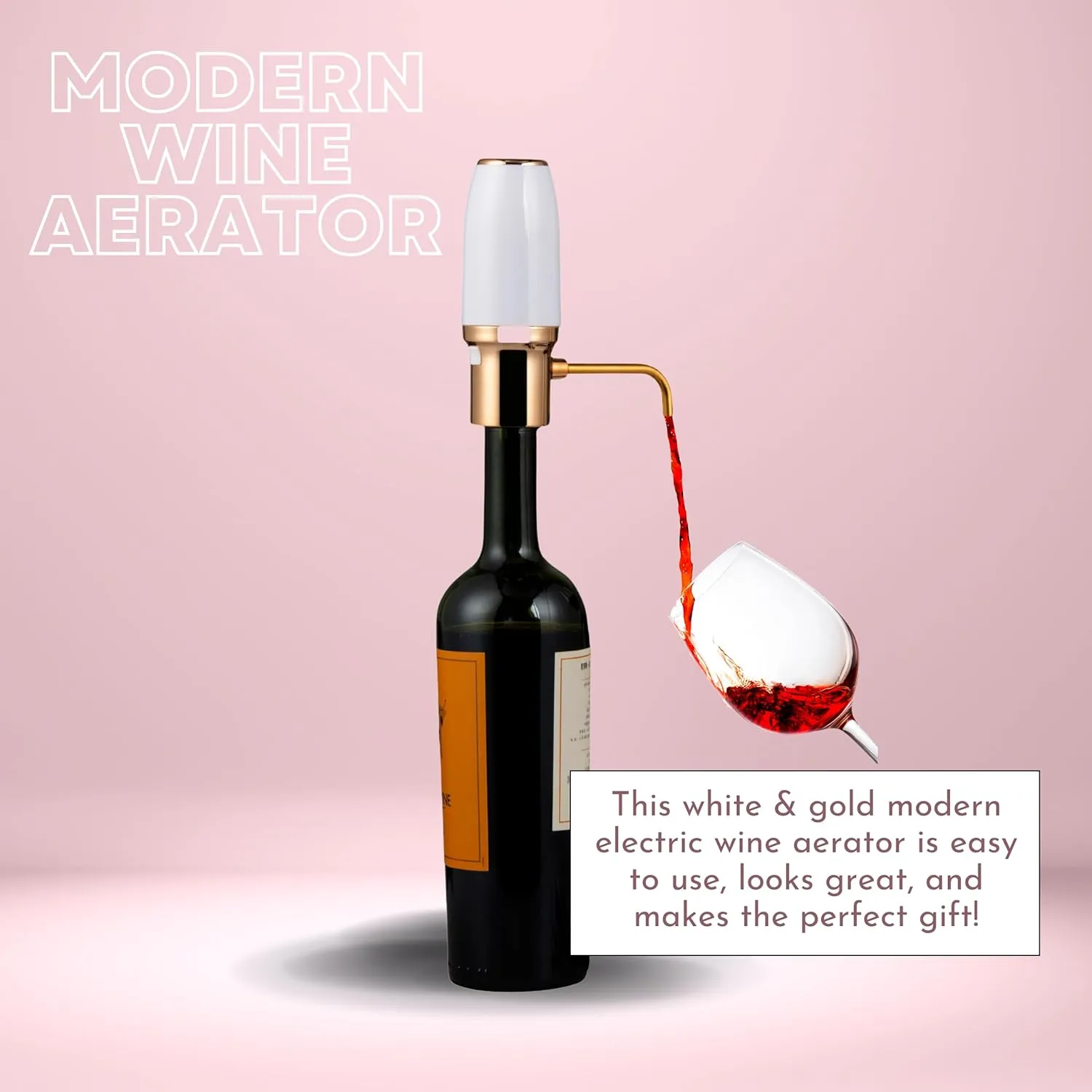 Sip & Shimmer Electric Wine Aerator, Modern Wine Aerator, Electric Wine Dispenser, Gold Wine Pourer, Wine Pump, Automatic Wine Pourer, Re-chargeable, Wine Gifts, Mothers Day Gift, Gift for Mom Wife