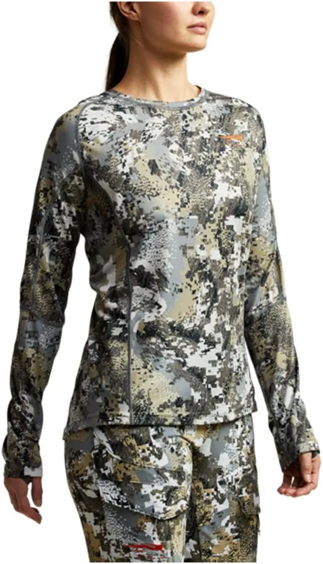 SITKA Gear Women's Hunting Core Lightweight Camo Crew Long Sleeve Shirt
