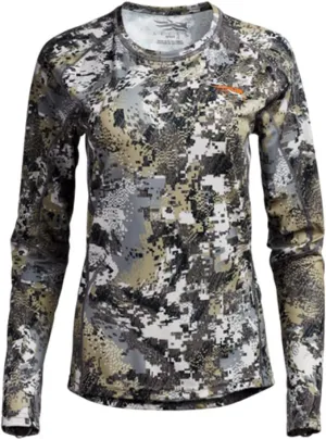 SITKA Gear Women's Hunting Core Lightweight Camo Crew Long Sleeve Shirt