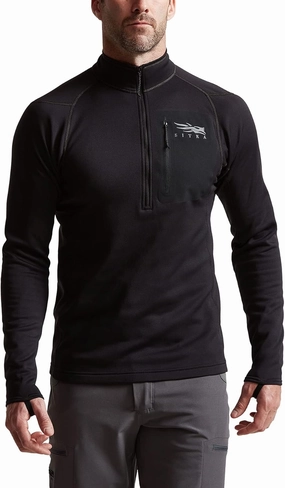 SITKA Gear Men's Core Midweight Zip-T Long Sleeve Hunting Shirt, Sitka Black, XX-Large