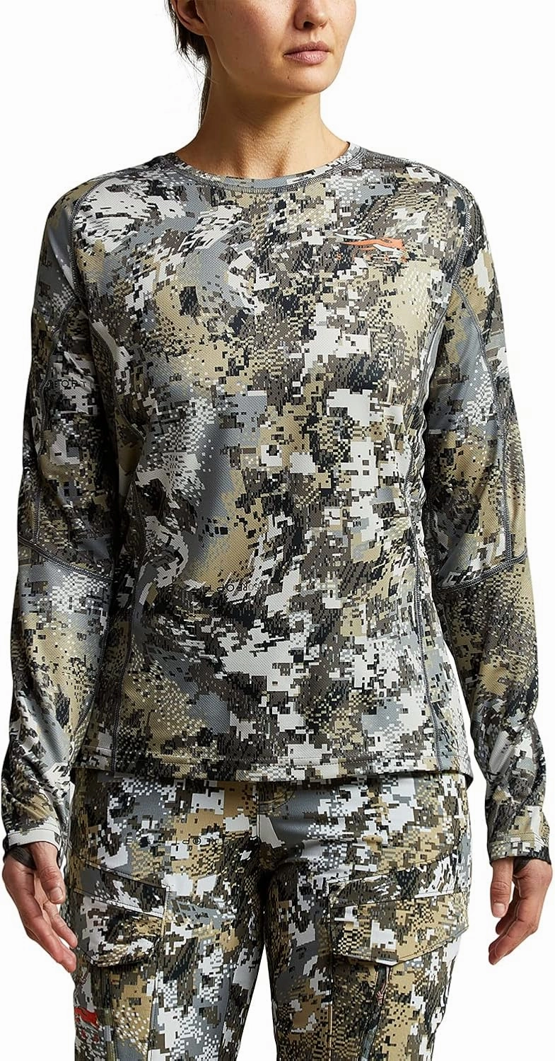 SITKA Gear Women's Hunting Core Lightweight Camo Crew Long Sleeve Shirt