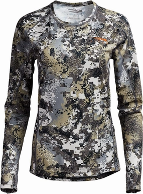 SITKA Gear Women's Hunting Core Lightweight Camo Crew Long Sleeve Shirt
