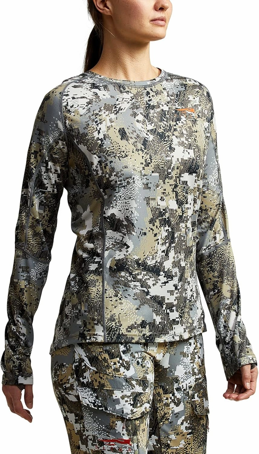 SITKA Gear Women's Hunting Core Lightweight Camo Crew Long Sleeve Shirt