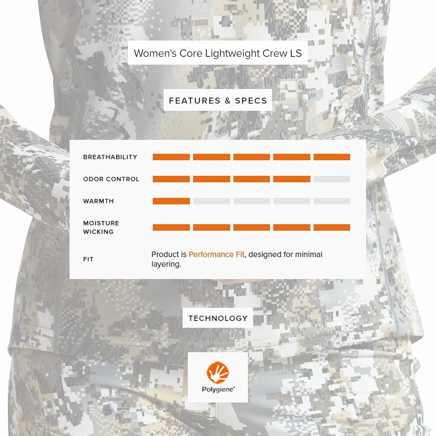 SITKA Gear Women's Hunting Core Lightweight Camo Crew Long Sleeve Shirt
