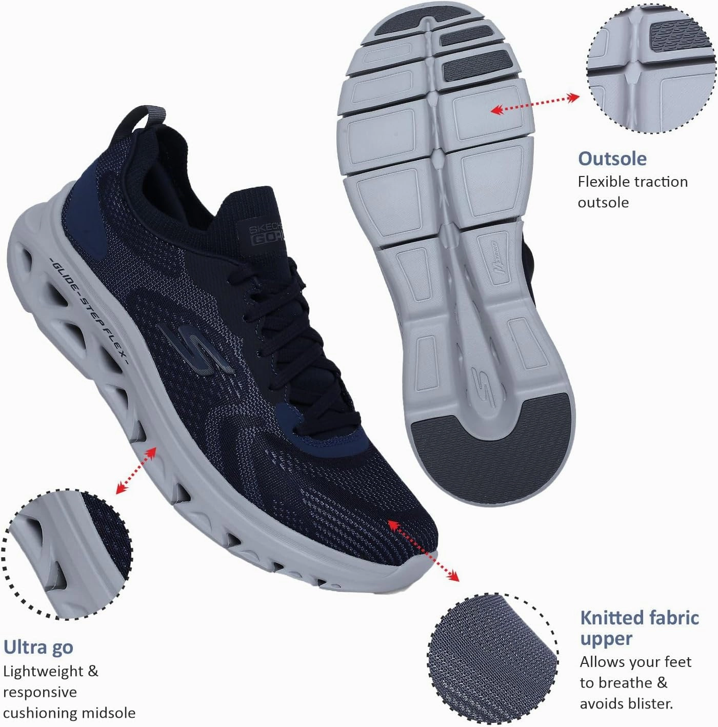 Skechers Men's GOrun Glide-Step Flex-Athletic Workout Running Walking Shoes with Air Cooled Foam Sneaker
