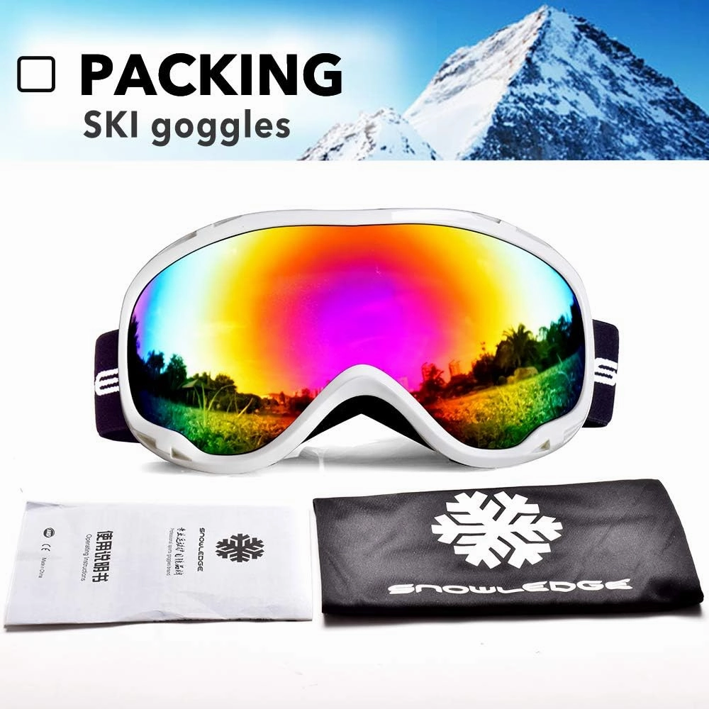 Ski Goggles Over Glasses-Ski Snowboard Snowmobile Goggles for Men Women Adult, Anti Fog 100% UV Protection