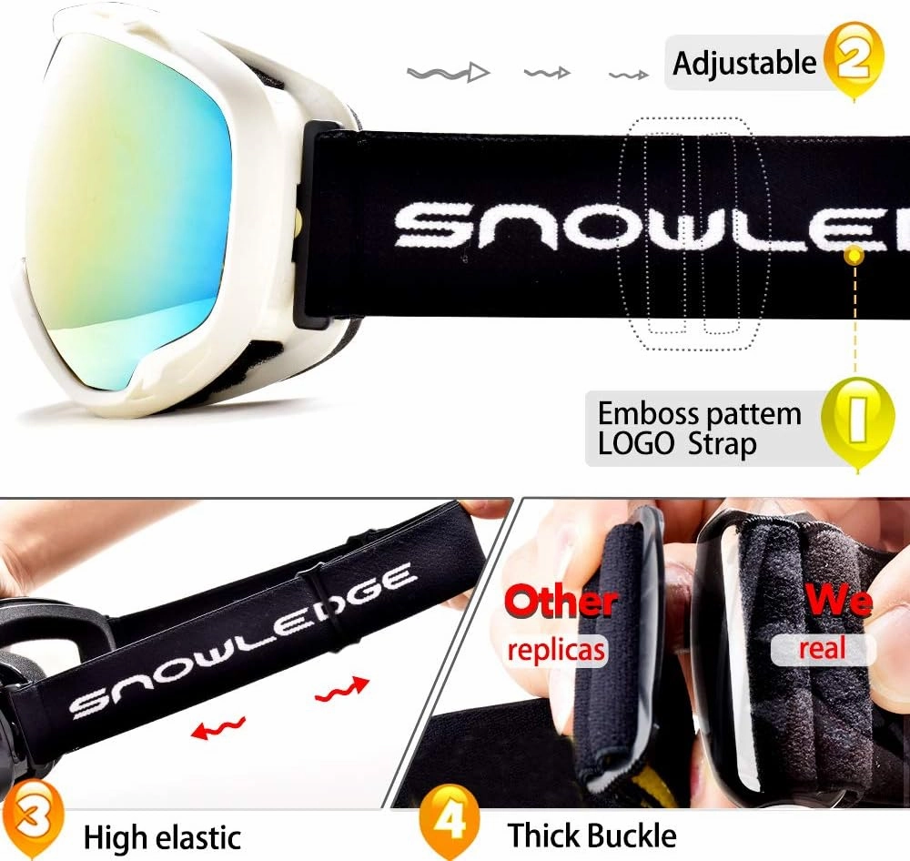 Ski Goggles Over Glasses-Ski Snowboard Snowmobile Goggles for Men Women Adult, Anti Fog 100% UV Protection