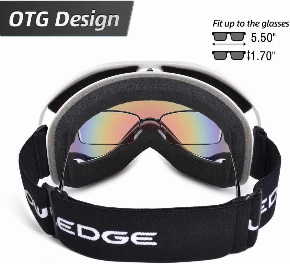Ski Goggles Over Glasses-Ski Snowboard Snowmobile Goggles for Men Women Adult, Anti Fog 100% UV Protection