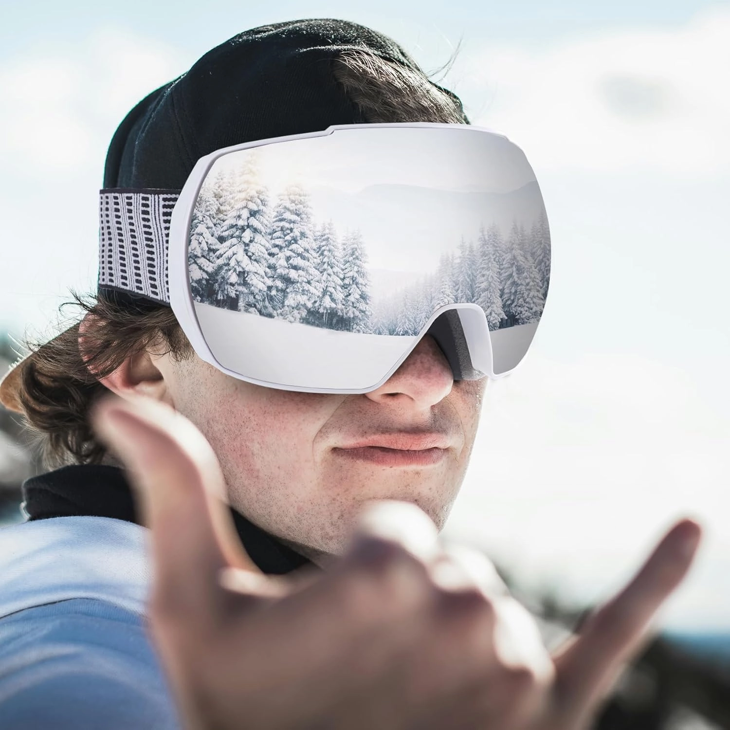 Ski Snow Goggles,OTG UV400 Protection,Anti Fog Skiing,Skating,Snowboarding,Snowboard Goggles For Men Women Youth