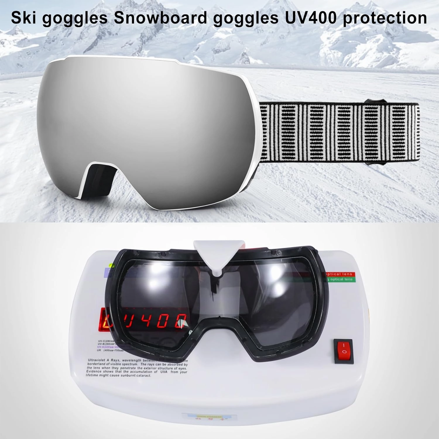 Ski Snow Goggles,OTG UV400 Protection,Anti Fog Skiing,Skating,Snowboarding,Snowboard Goggles For Men Women Youth